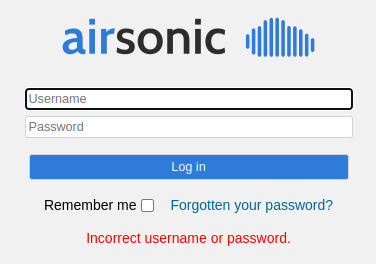 airsonic_failed Example failed login