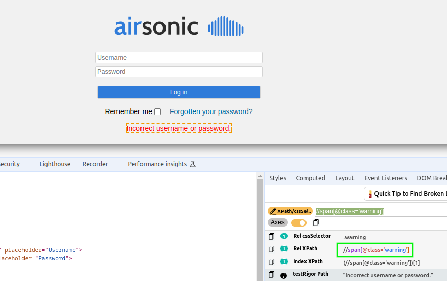 as_warning2 Airsonic Login Failure